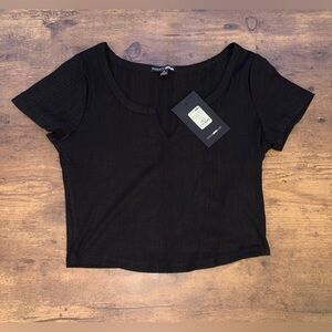 Fashion Nova Black Ribbed Crop Top